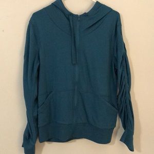 Zella Hooded Ruched Hoodie Teal NWT So Soft Large